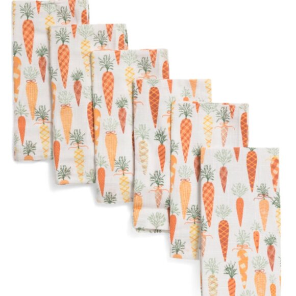 NEW 12 Rachel Ashwell Farmhouse Plaid Carrots Napkin Set Spring Easter Garden - Picture 2 of 4